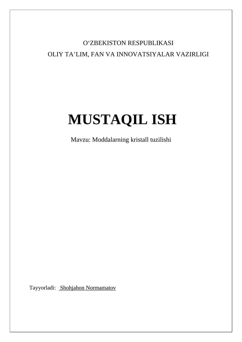 Moddalarning kristall tuzilishi