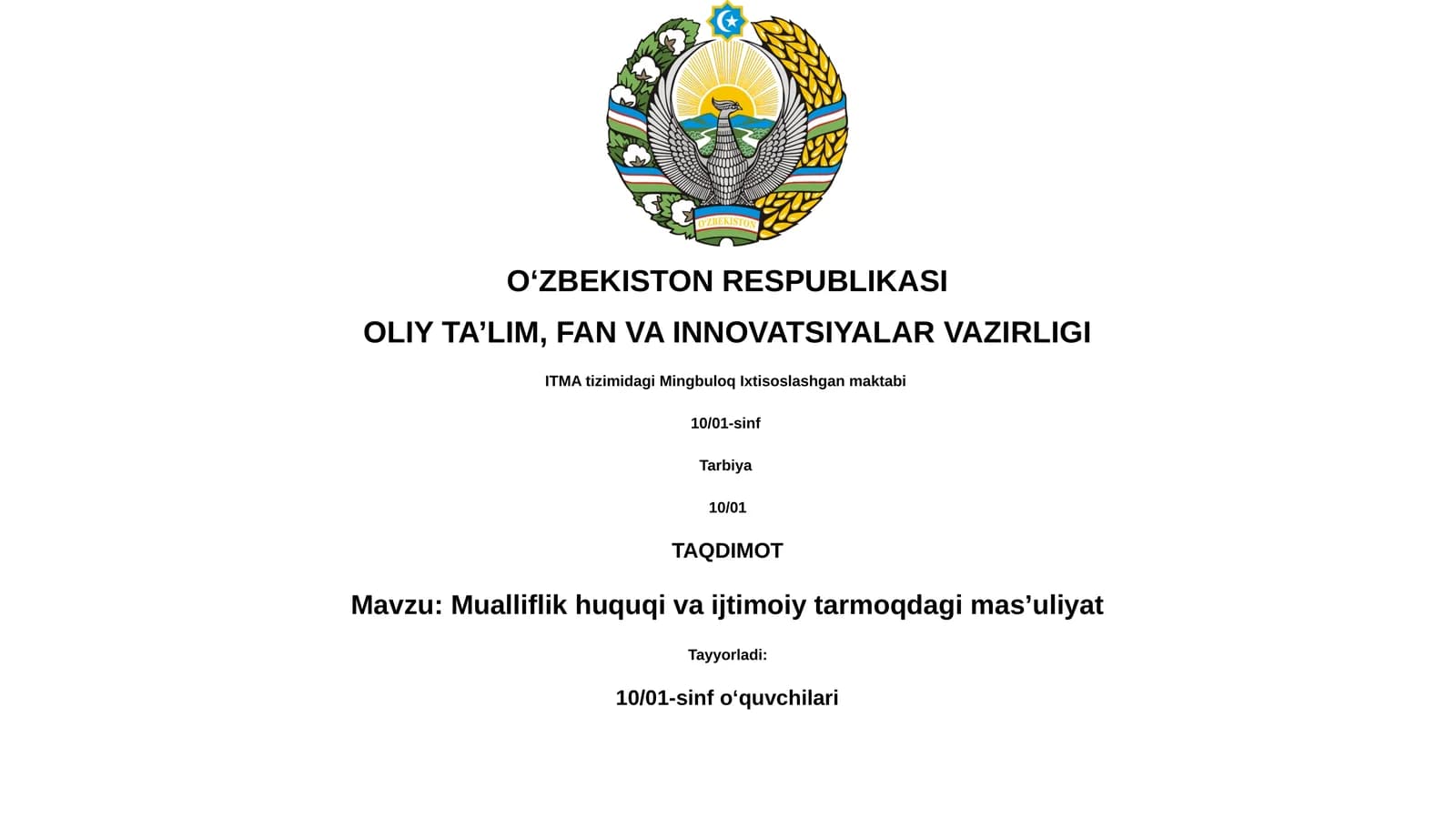 Mualliflik huquqi va ijtimoiy tarmoqdagi mas’uliyat