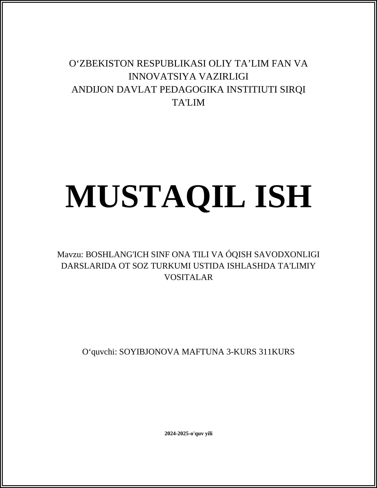 Ot so'z turkumi ma'nosi va ahamiyati