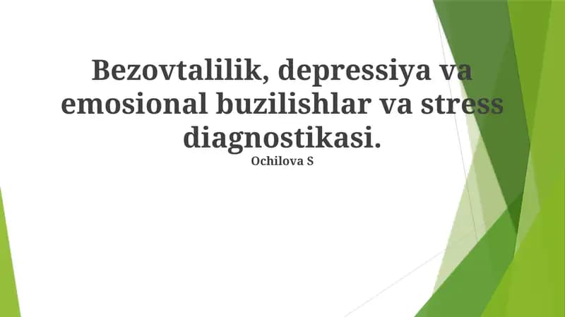 Hissiy Buzilishlarni O'rganish