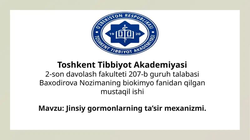 Jinsiy gormonlarning ta’sir mexanizmi