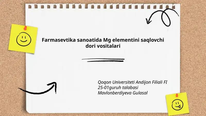 Farmasevtika sanoatida Mg elementini saqlovchi dori vositalari