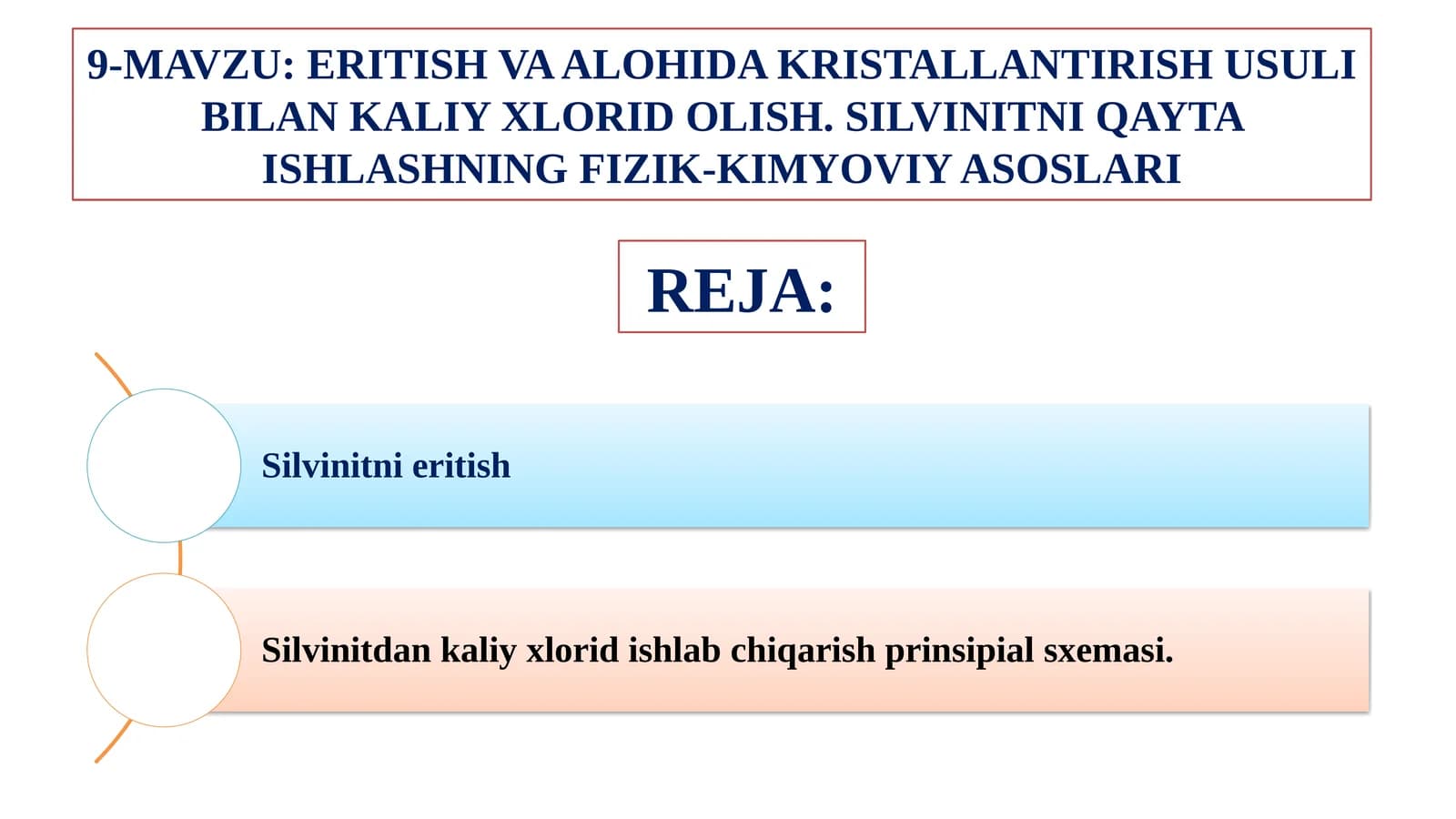 ERITISH VA ALOHIDA KRISTALLANTIRISH USULI BILAN KALIY XLORID OLISH