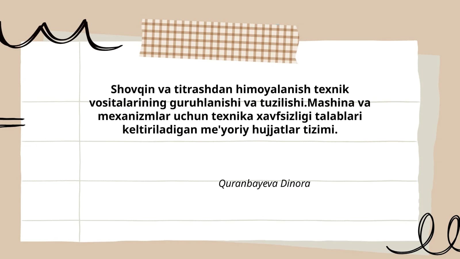 Shovqin va titrashdan himoyalanish texnik vositalarining guruhlanishi va tuzilishi