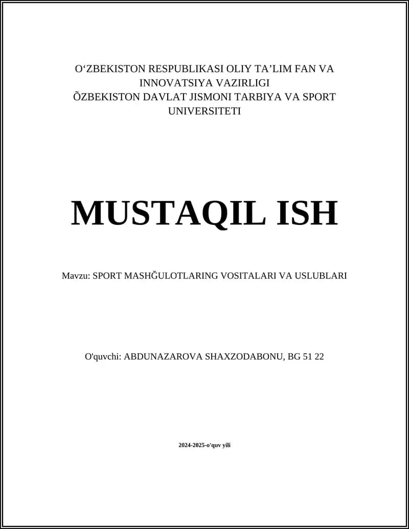 Kuch-quvvat mashqlari vositalari