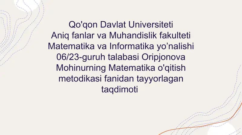 Matematika va Informatika yo’nalishi