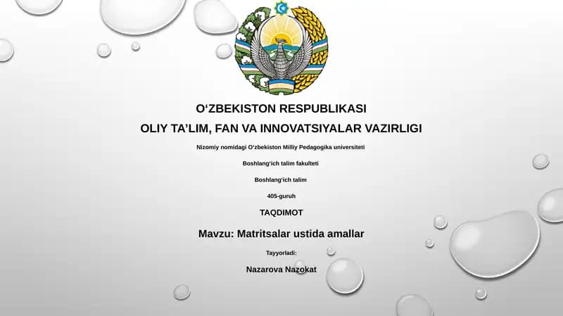 Matritsalar ustida amallar