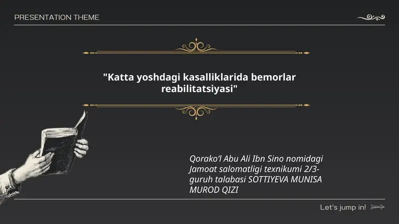 Katta yoshdagi kasalliklarida bemorlar reabilitatsiyasi