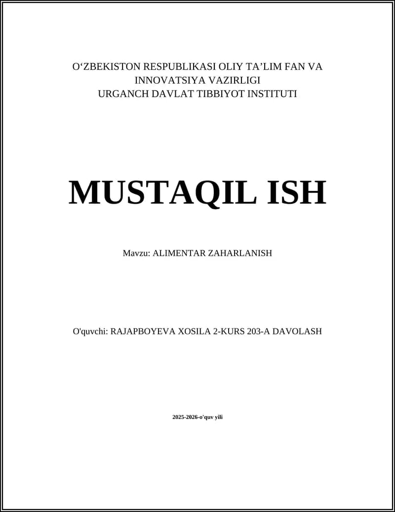ALIMENTAR ZAHARLANISH