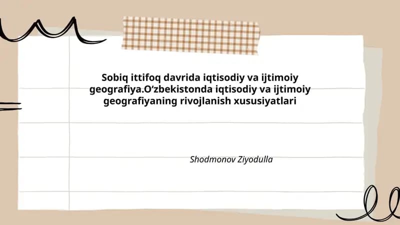 Sobiq ittifoq davrida iqtisodiy va ijtimoiy geografiya