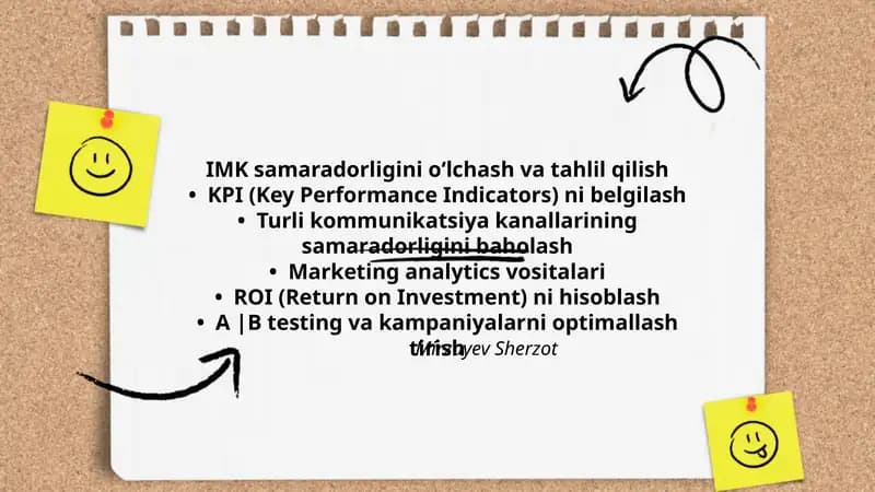 IMK samaradorligini oʻlchash va tahlil qilish