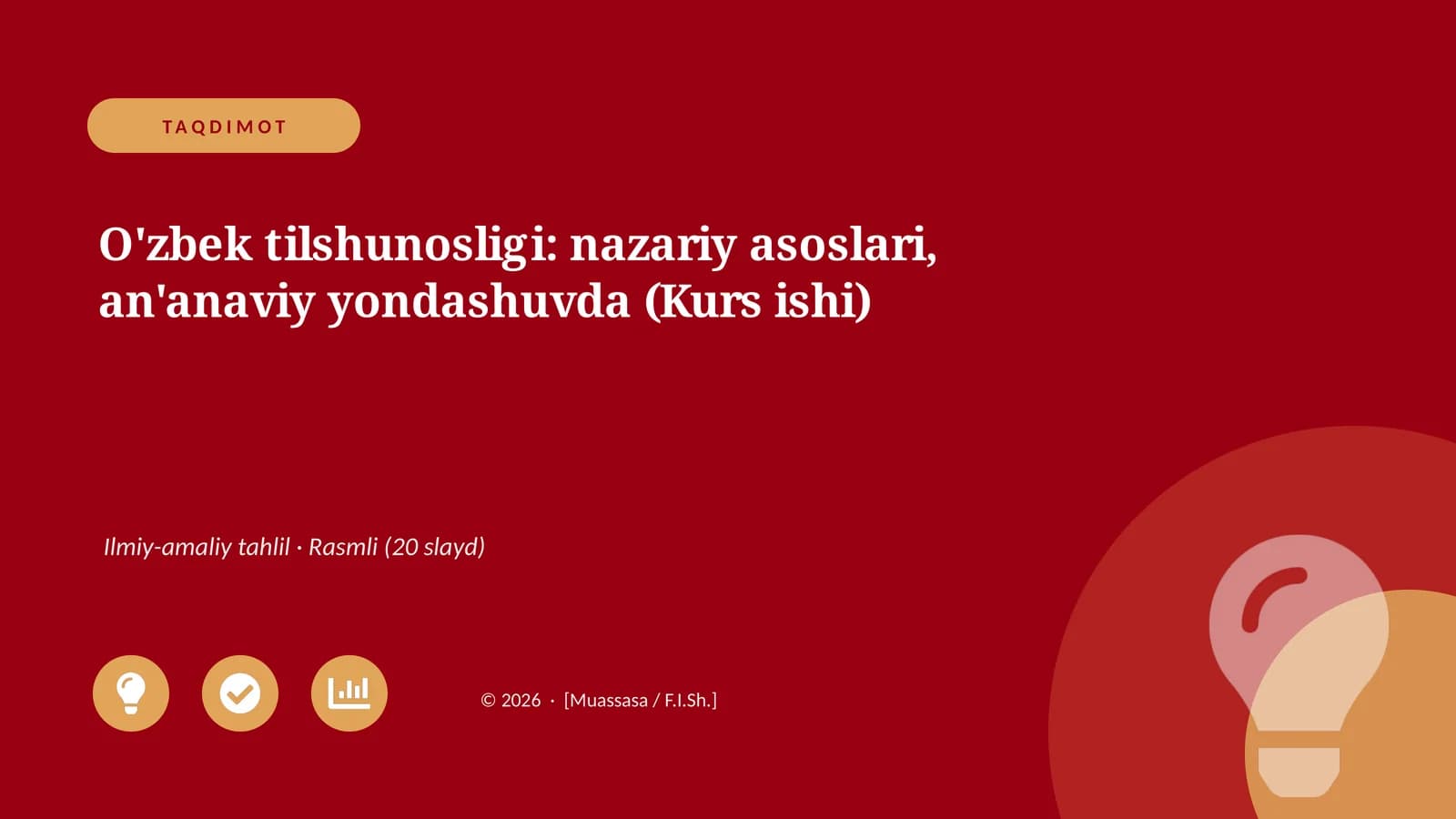 O'zbek tilshunosligi: nazariy asoslari, an'anaviy yondashuvda (Kurs ishi)