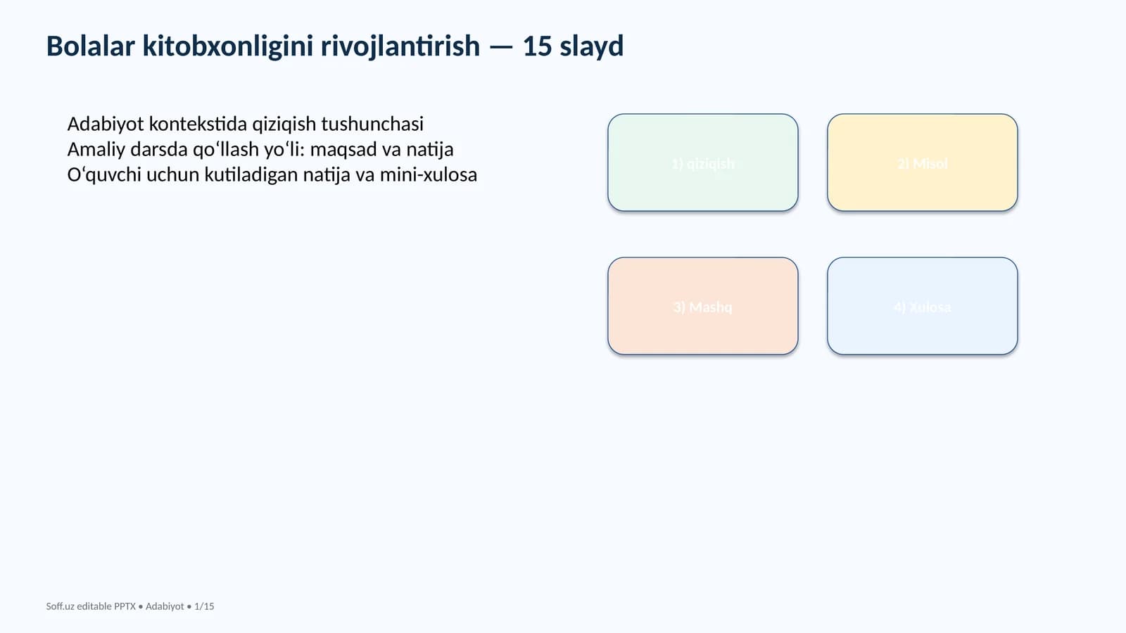 Bolalar kitobxonligini rivojlantirish — 15 slayd