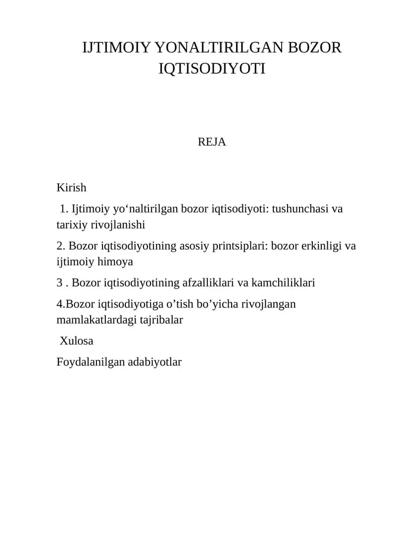 Ijtimoiy Yonaltirilgan Bozor Iqtisodiyoti