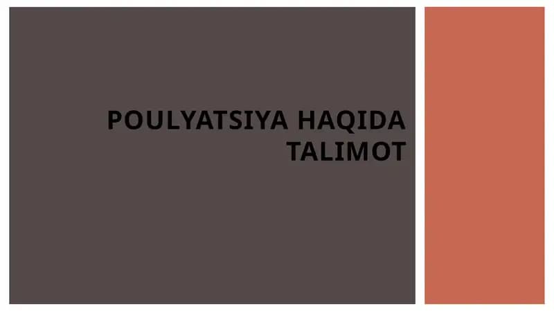 Poulyatsiya haqida talimot