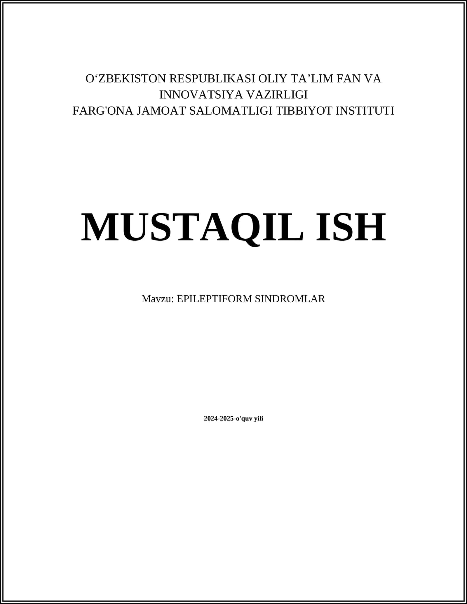 EPILEPTIFORM SINDROMLAR