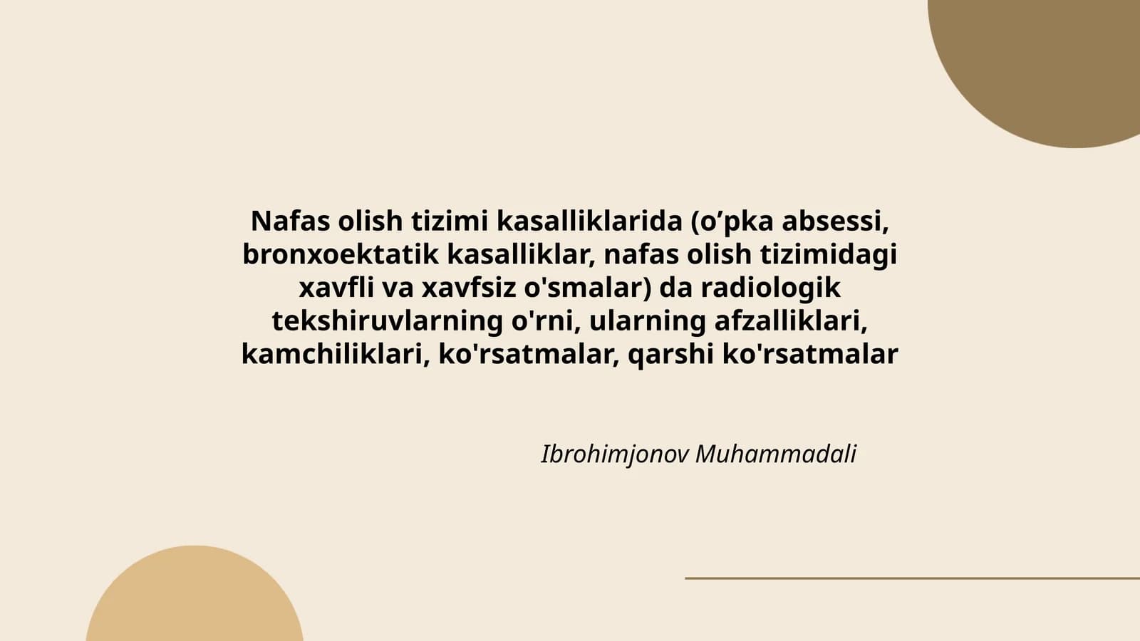Nafas olish tizimi kasalliklarida