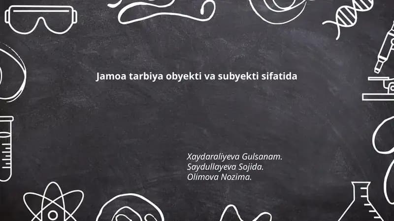 Jamoa tarbiya obyekti va subyekti sifatida