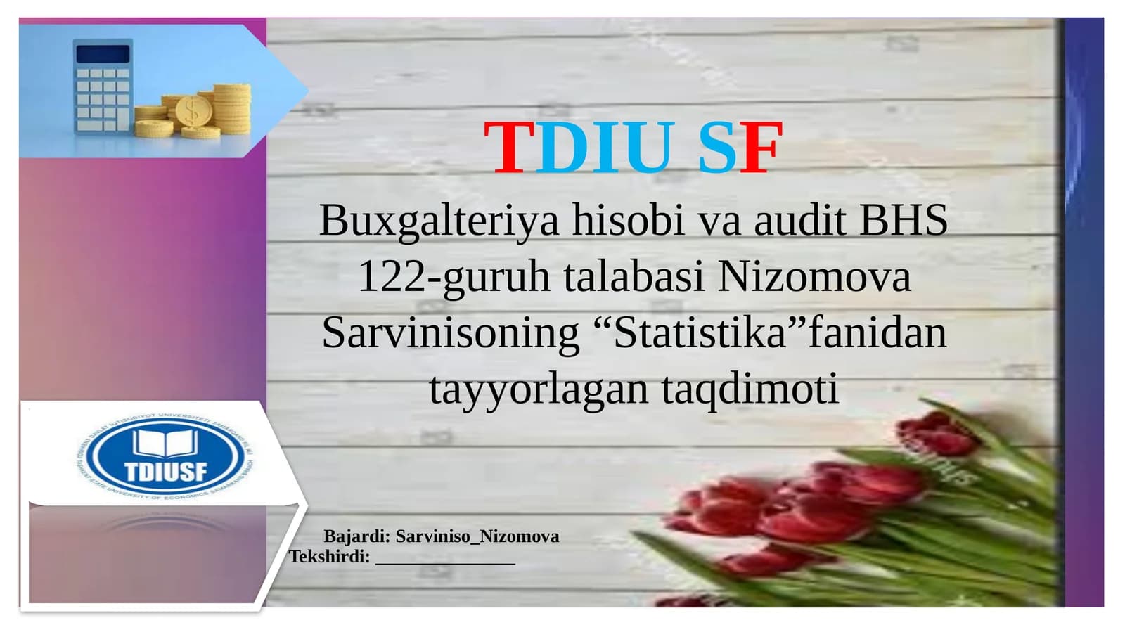 Statistika fanidan taqdimot