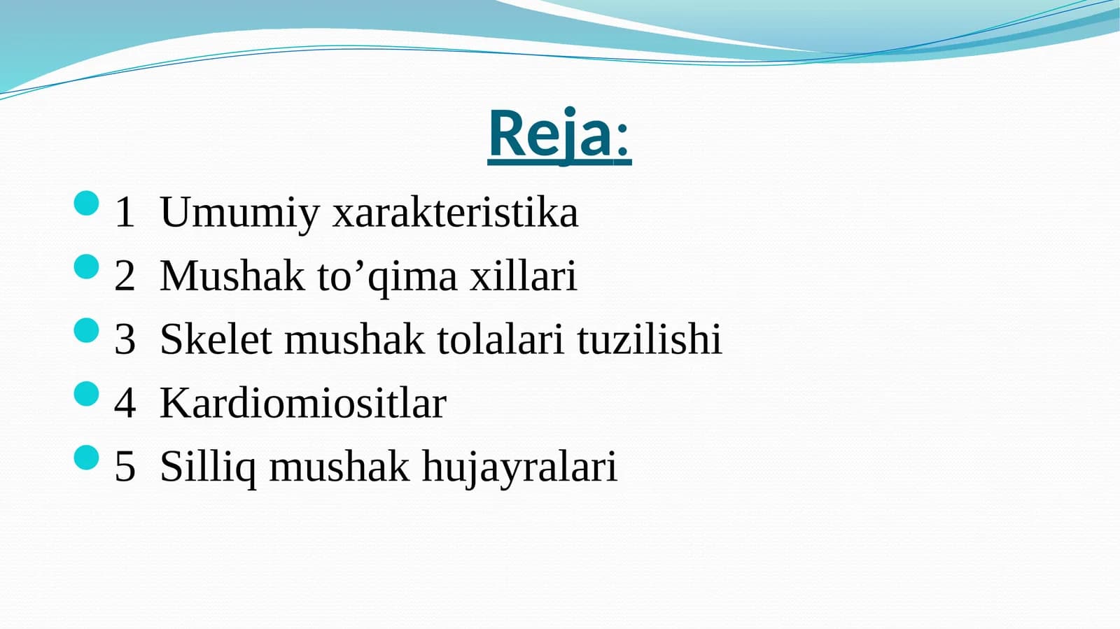 Mushak Tўqimasining Ҳillari