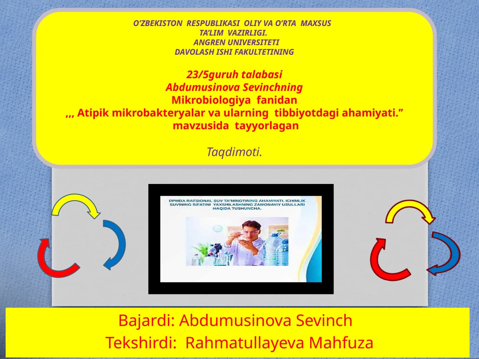AbdumusinovaSevinch Mikrobiologiyafanidan Atipikmikrobakteryalar va ularning tibbiyotdagi ahamiyati