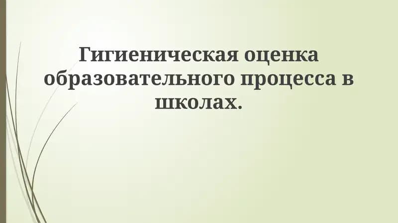 Гигиеническая оценка образовательного процесса в школах