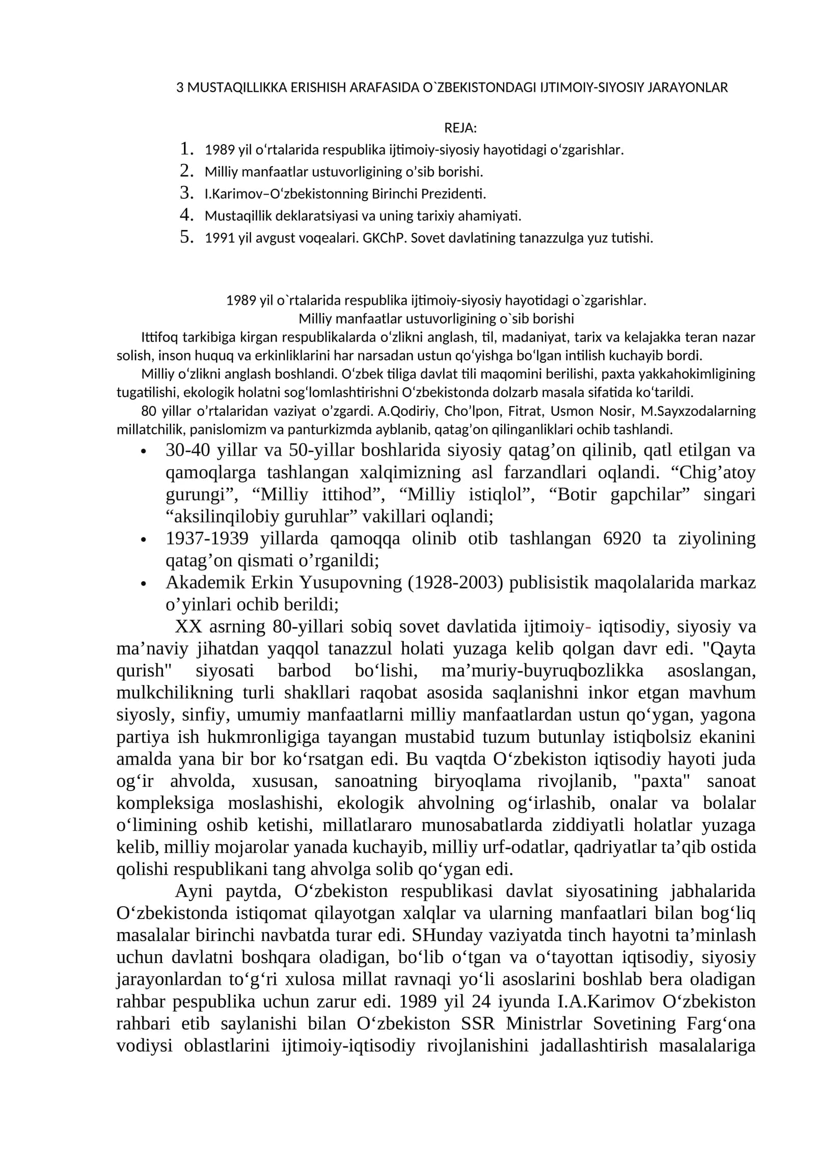 Mustaqillik jarayonlari