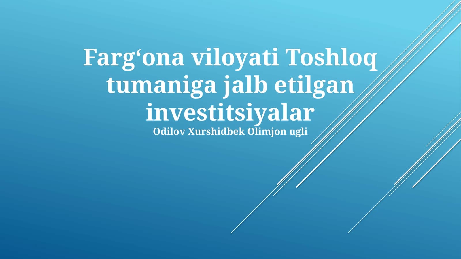 Investitsiyalar va investitsiya loyihalari