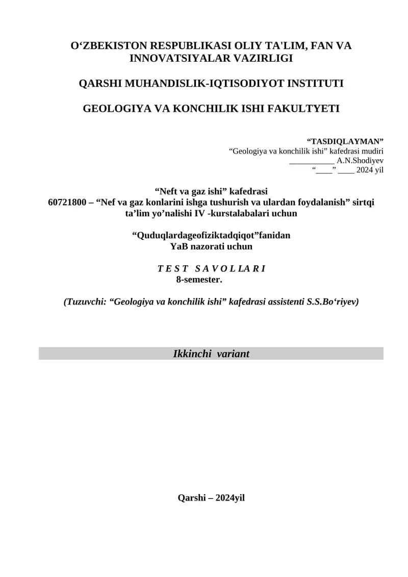 Nef va gaz konlarini ishga tushurish va ulardan foydalanish