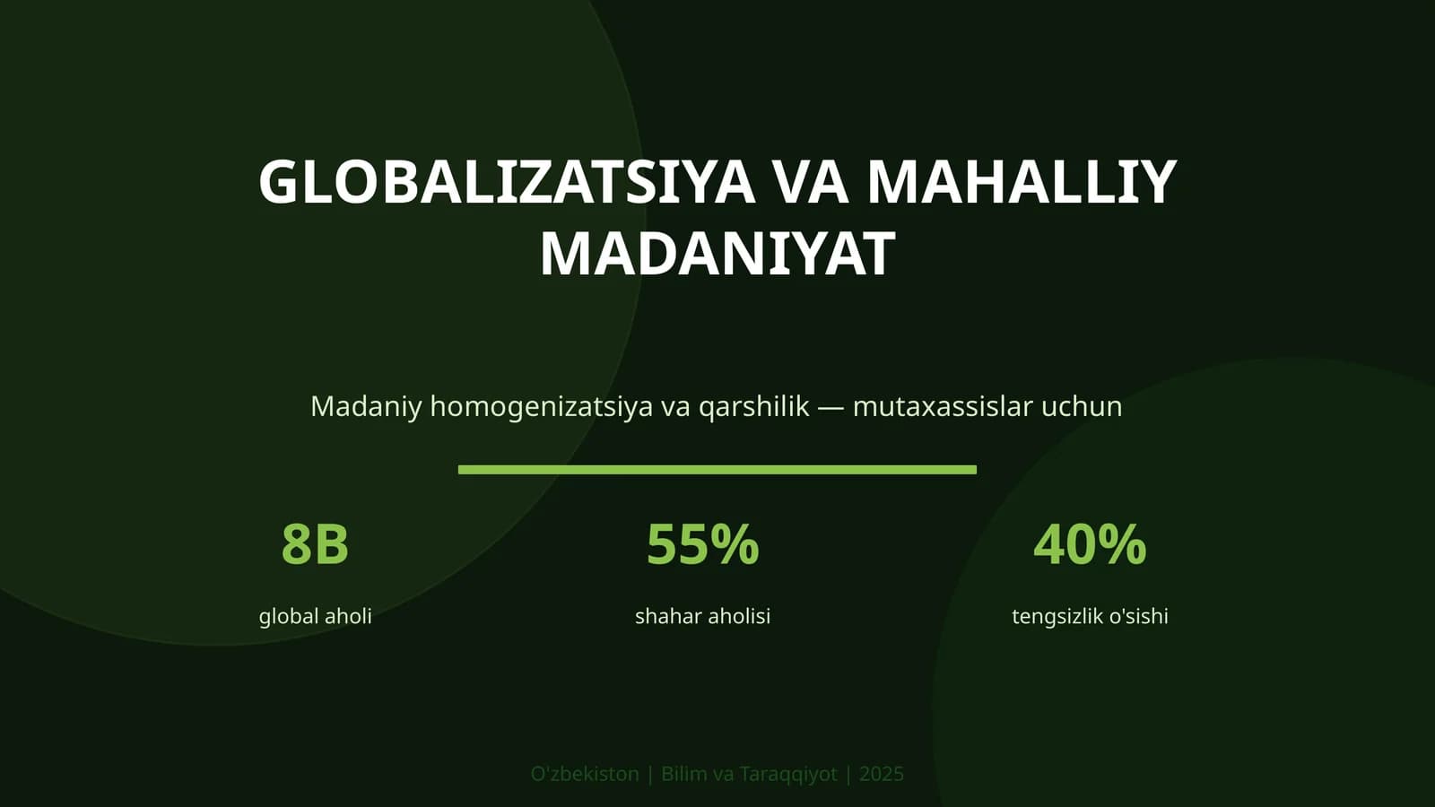 GLOBALIZATSIYA VA MAHALLIY MADANIYAT