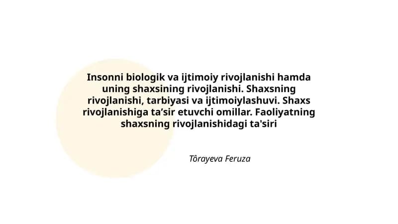 Insonni biologik va ijtimoiy rivojlanishi