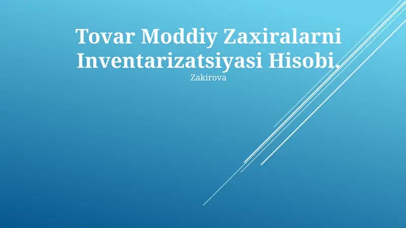 Tovar Moddiy Zaxiralarni Inventarizatsiyasi Hisobi