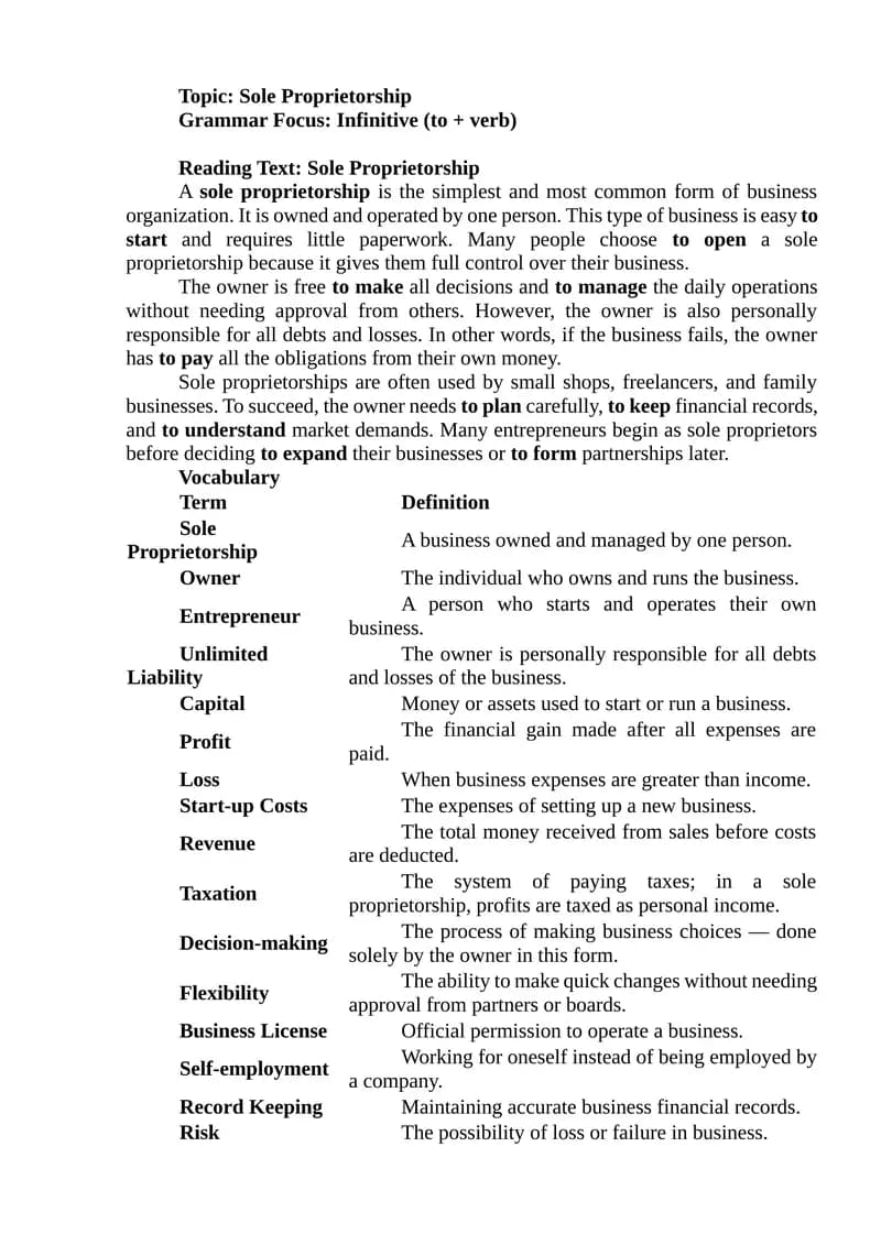 Sole Proprietorship