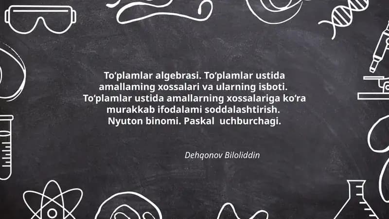 To‘plamlar Algebrasi
