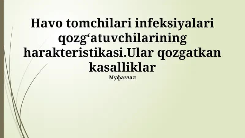 Havodagi tomchi infektsiyalari