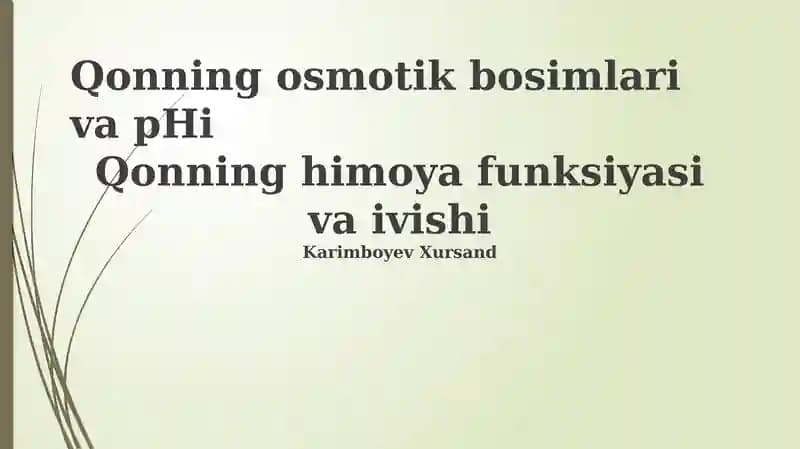 Qonning osmotik bosimi va pH