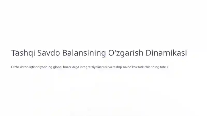 Tashqi Savdo Balansining O'zgarish Dinamikasi