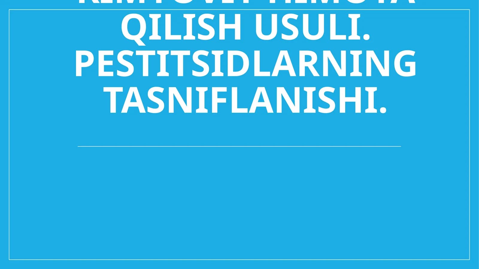 O'simliklarni kimyoviy himoya qilish usuli