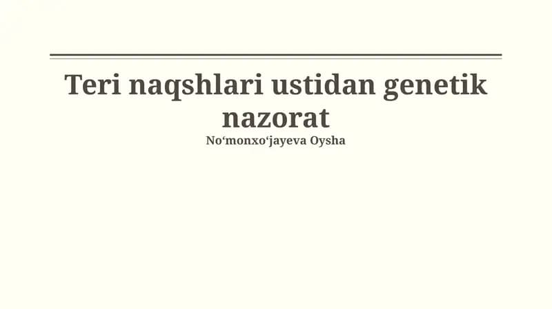 Teri naqshlari ustidan genetik nazorat