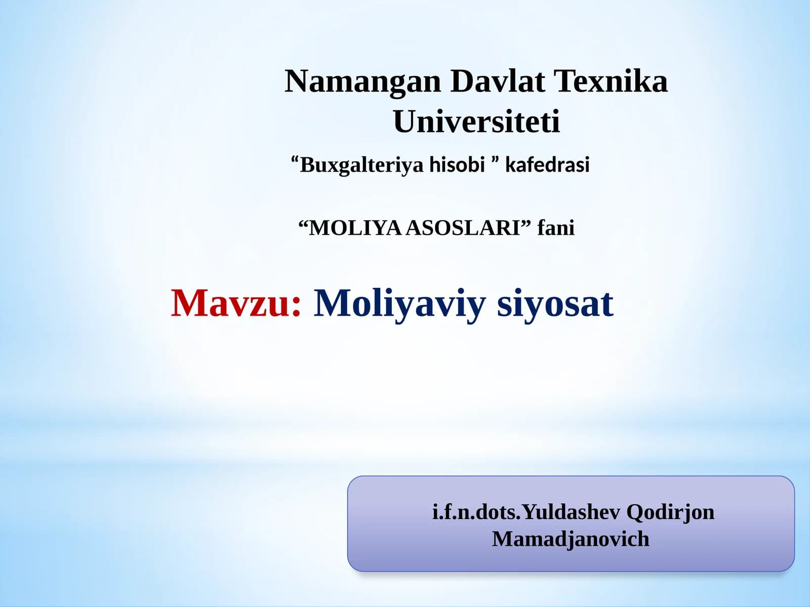 Moliyaviy siyosat