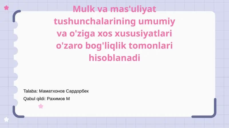 Mulk va mas'uliyat tushunchalari