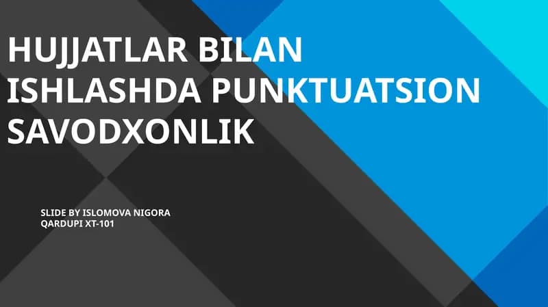 PUNKTUATSION SAVODXONLIK