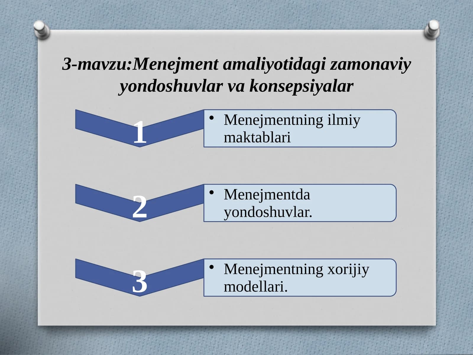 Menejment amaliyotidagi zamonaviy yondoshuvlar va konsepsiyalar