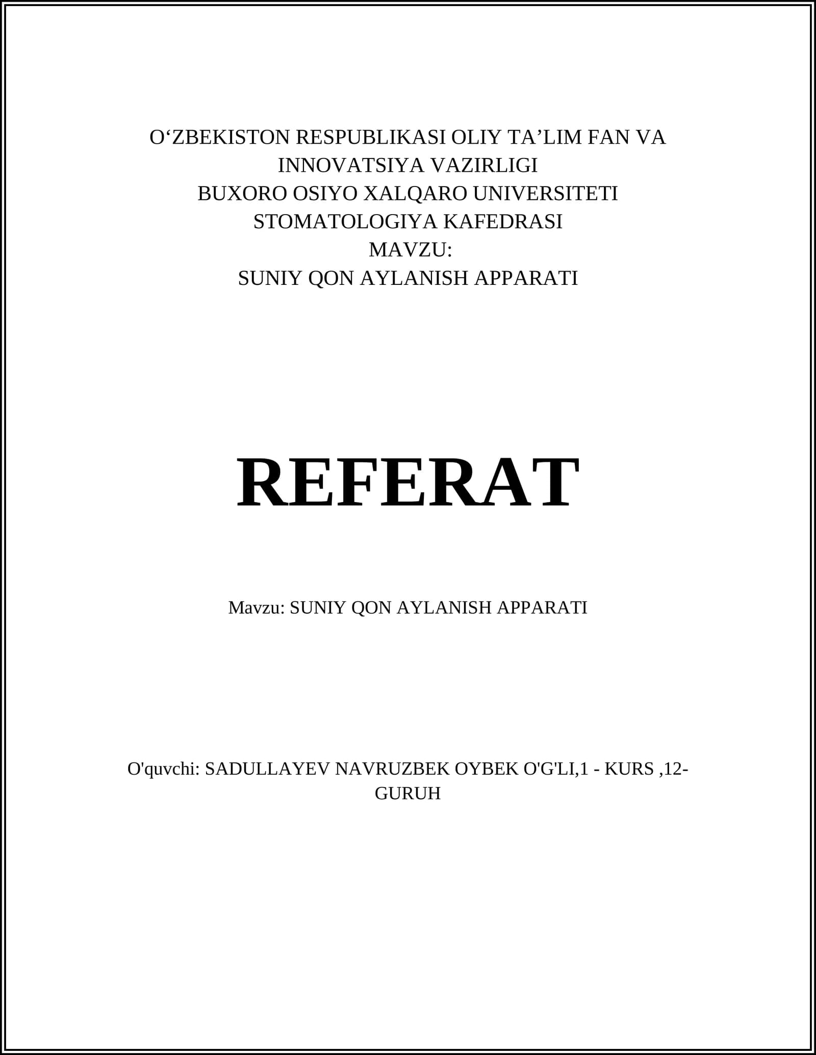SUNIY QON AYLANISH APPARATI