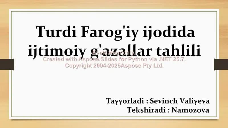 Turdi Farog'iy ijodida ijtimoiy g'azallar tahlili