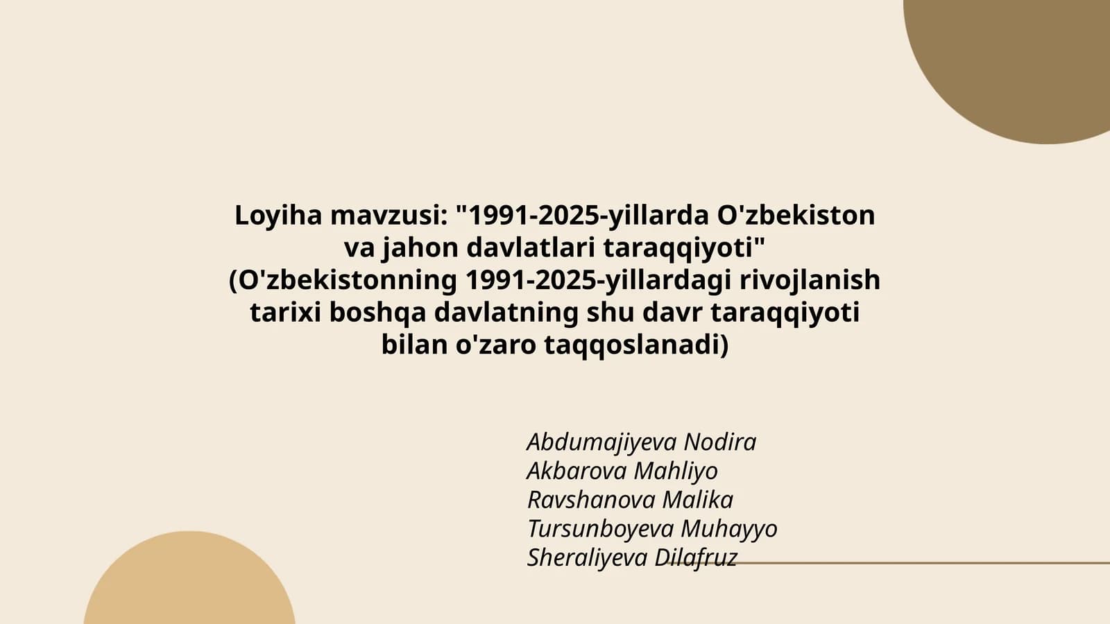 1991-2025-yillarda O'zbekiston va jahon davlatlari taraqqiyoti