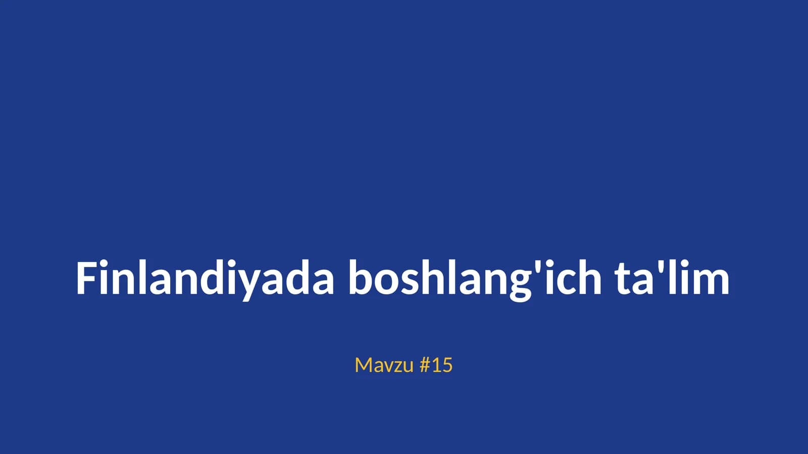 Finlandiyada boshlang'ich ta'lim