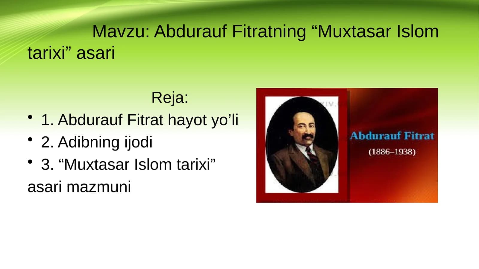 Abdurauf Fitratning “Muxtasar Islom tarixi” asari