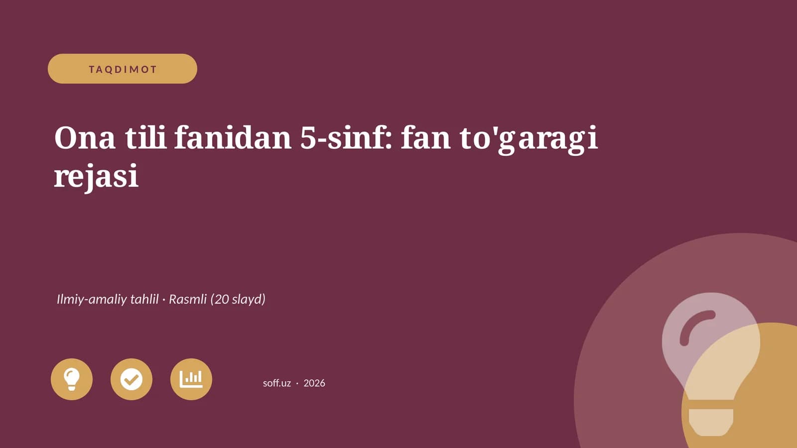Ona tili fanidan 5-sinf: fan to'garagi rejasi