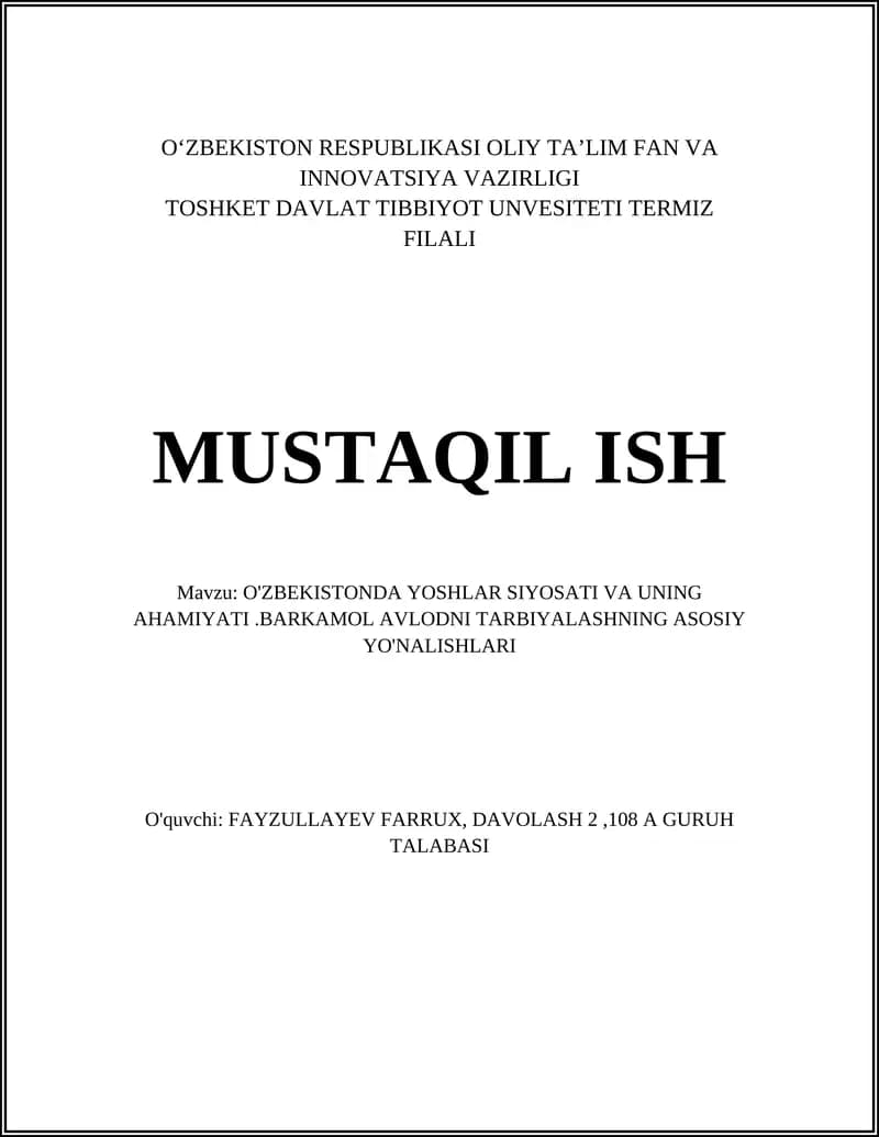 Oʻzbekistonda yoshlar siyosati va uning ahamiyati